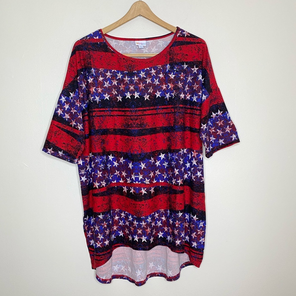 LuLaRoe Irma Patriotic Tunic Top